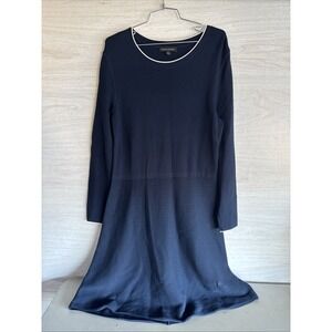 Banana Republic button-shoulder fit and flare navy sweater dress Sz L